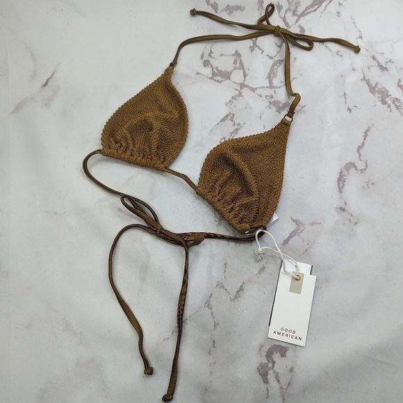 Good American Other - Good American Swim Top Women Brown Bronze Crinkle Tiny Ties Bikini